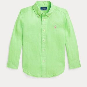 Boys Polo Ralph Lauren Green Logo Shirt 5t linen